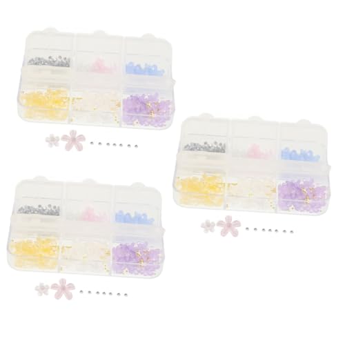 NIYANGLE 3 Boxen Nagel Charms Bausätze Nagelabziehbilder mit Blumen Nagelkunst Herstellung nagel DIY Reiz Nail-Art-Charme 3D-Nagelanhänger Maniküre DIY Blumen für Nägel Plastik von NIYANGLE