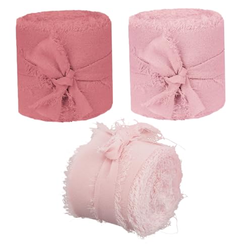 NIYANGLE 3 Rollen Blumenstab Zubehör Blumenstrauß Geschenkpapier Organza Blumenbesatz Band Für Blumen Boho Band Seidenband Hochzeits Geschenkpapier Dekoband Blumenband Chiffon von NIYANGLE