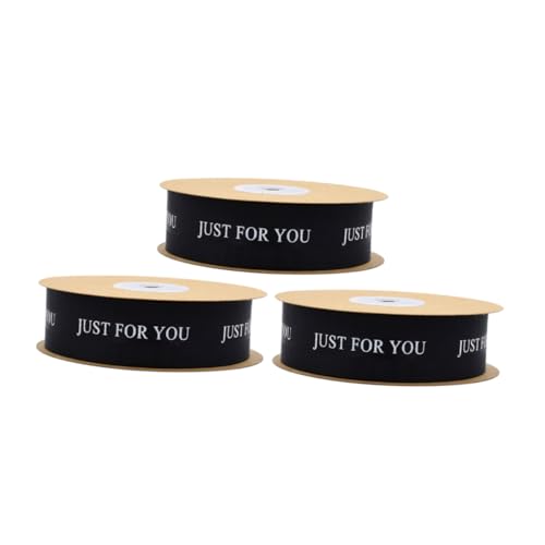 NIYANGLE 3 Rollen For You Hochzeitssatinband Schwarz Bedrucktes Geschenkband für Blumensträuße Einladungen Basteln Party Dekoration Vielseitig Einsetzbar von NIYANGLE