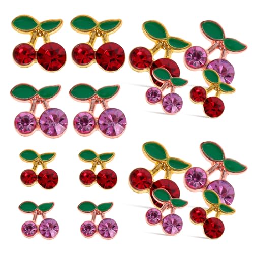 NIYANGLE 3 Sätze Teiliges Kirsch Nagelschmuck Für Damen Diy Nail Art Mit Pinken Strasssteinen Geeignet Für Natürliche Und Künstliche Nägel Für Partys Und Persönliche Designs 32 Stück * 3 von NIYANGLE