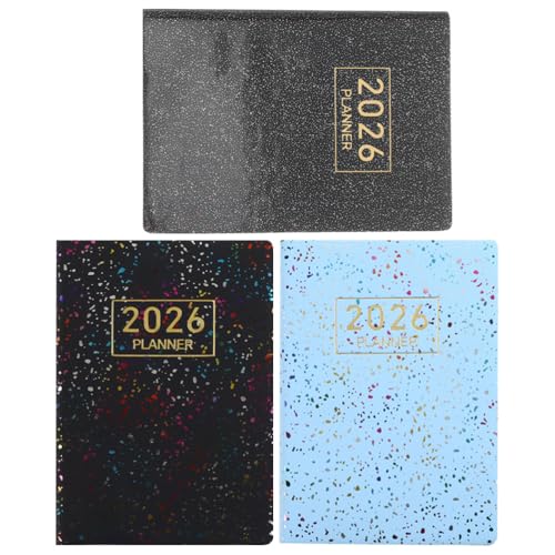 NIYANGLE 3-teiliger Mini-Tagesplaner-Notizblock 2026 Taschenplaner Tragbarer Agenda-Planer Akademischer Kalender Buch für Büro-Schulbedarf von NIYANGLE