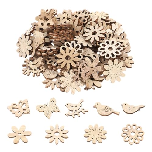 NIYANGLE 300 Stück dekorative Blumen- und Vogelausschnitte aus Holz, DIY-Bastelstücke aus Holz für Kunstprojekte zu Hause, Kinderzimmerdekoration und kreative Wanddisplays NIYANGLE 300 Stück dekorative Blumen- und Vogelausschnitte aus Holz, DIY-Bastelstücke aus Holz für Kunstprojekte zu Hause, Kinderzimmerdekoration und kreative Wanddisplays von NIYANGLE