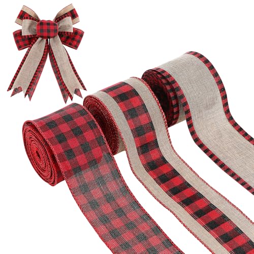NIYANGLE 3Rollen Weihnachtsband aus Sackleinen Kariertes Geschenkband für Bastelprojekte Breit Yards Je Rolle für Schleifen und Dekorationen Vielseitig Verwendbar NIYANGLE 3Rollen Weihnachtsband aus Sackleinen Kariertes Geschenkband für Bastelprojekte Breit Yards Je Rolle für Schleifen und Dekorationen Vielseitig Verwendbar von NIYANGLE