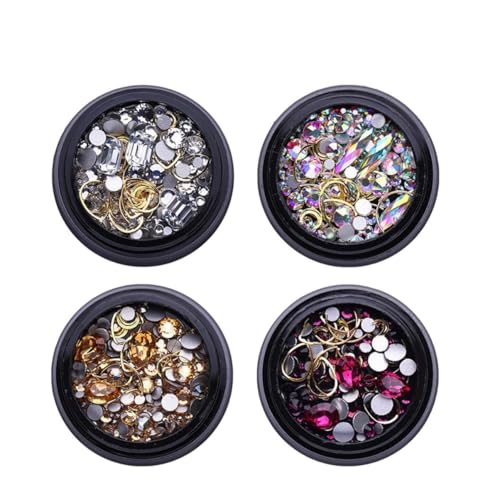 NIYANGLE 4 Boxen Boxen Gold Nail Studs mit Funkelnden Strasssteinen für Diy Nageldesign Nail Art Dekoration Verschiedenen Formen und Farben Varianten NIYANGLE 4 Boxen Boxen Gold Nail Studs mit Funkelnden Strasssteinen für Diy Nageldesign Nail Art Dekoration Verschiedenen Formen und Farben Varianten von NIYANGLE