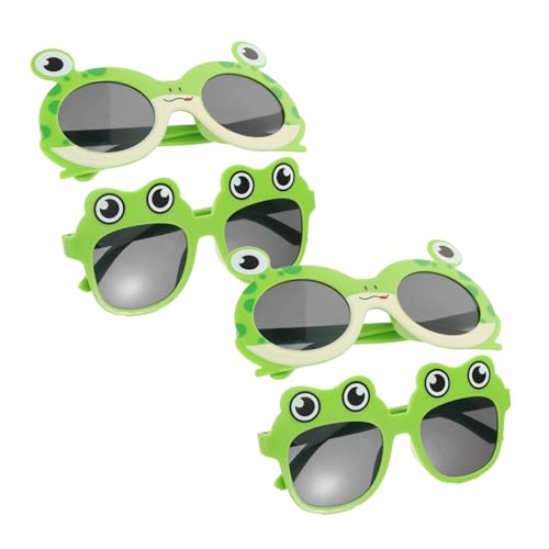 NIYANGLE 4 Stück Cartoon Frosch Sonnenbrillen Lustige Partybrille mit Grauen Gläsern Niedliche Fotorequisite für Sommergeburtstag Strand Pool Kreative Partyaccessoires von NIYANGLE