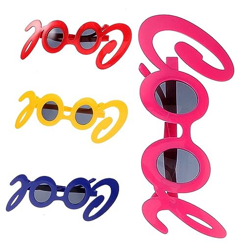 NIYANGLE 4 Stück Teiliges Partybrillen Bunte Dekorative Sonnenbrillen mit Coolen Formen Leichte Bequeme Rahmen für Foto Requisiten und Vielseitige Party Accessoires von NIYANGLE