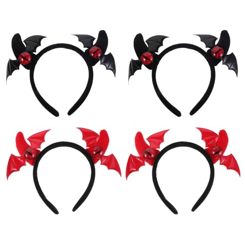 NIYANGLE 4-teiliges Halloween-Stirnband: Halloween-Teufelshörner-Stirnband – Dämonen-Haar-Accessoire für Frauen und Mädchen – Cosplay-Party-Kopfschmuck für Partys von NIYANGLE