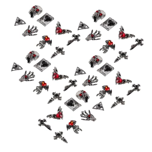 NIYANGLE 40 Stück Halloween Nail Charms aus Langlebiger Legierung Vintage Punk Design mit Totenkopf Kreuz Hand und Strass DIY Nageldekoration für Gruselige Halloween Maniküre NIYANGLE 40 Stück Halloween Nail Charms aus Langlebiger Legierung Vintage Punk Design mit Totenkopf Kreuz Hand und Strass DIY Nageldekoration für Gruselige Halloween Maniküre von NIYANGLE