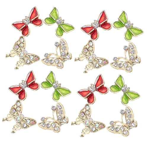 NIYANGLE 40 Stück Schmetterling Nail Art Charms Glitzernde Nagelverzierungen für Maniküre Hochzeiten Geburtstagsfeiern und Besondere Anlässe Einfache Anwendung für Nagelkunstliebhaber von NIYANGLE
