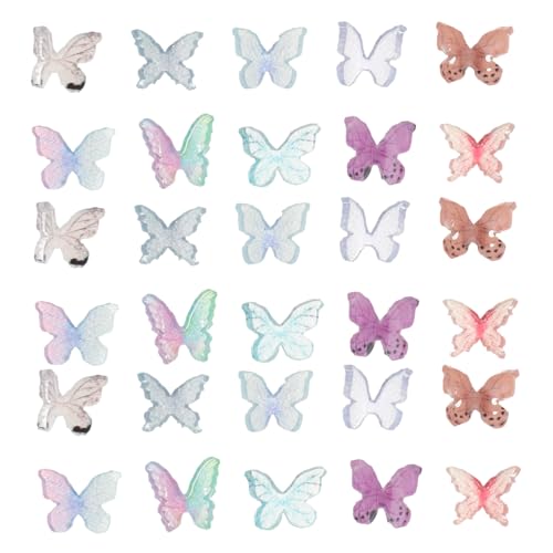 NIYANGLE 40 Stück Schmetterlings Nagelcharms Teiliges für Diy Nagelkunst Nageldekorationen Gemischten Farben für Hochzeiten Partys und Besondere Anlässe von NIYANGLE