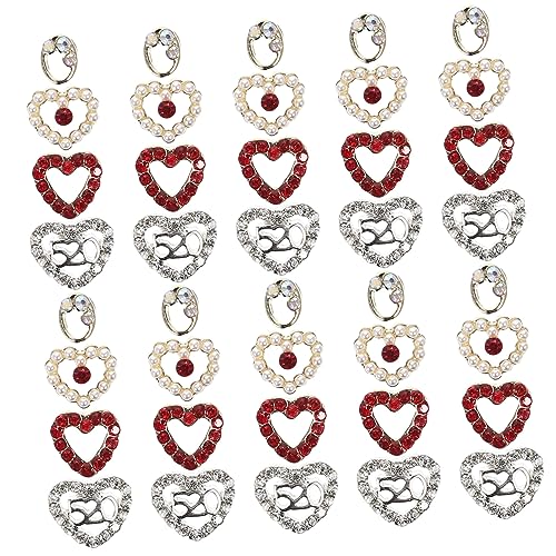 NIYANGLE 40Stücke Herzform Nagelrhinestones Selbstklebende Nagelkunst Dekorationen DIY Maniküre Charms Für Nageldesigns Valentinstag Und Besondere Anlässe von NIYANGLE