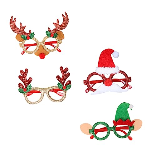 NIYANGLE 4stücke Weihnachtsbrillen Mit Cartoon-motiven Lustige Augenbrauen-rahmen Für Festliche Partys Fotos Und Kostüme Leichte Und Tragbare Dekoration Für Weihnachten Silvester Und von NIYANGLE