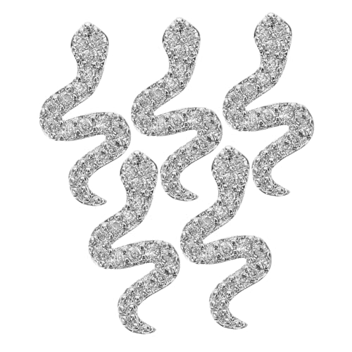 NIYANGLE 5 Stück Teiliges Schlangen Nail Art aus Silberfarbener Legierung mit Glitzernden Strasssteinen Gothischer Nagelschmuck für DIY Maniküre Einfache Anwendung Passend für Party und NIYANGLE 5 Stück Teiliges Schlangen Nail Art aus Silberfarbener Legierung mit Glitzernden Strasssteinen Gothischer Nagelschmuck für DIY Maniküre Einfache Anwendung Passend für Party und von NIYANGLE