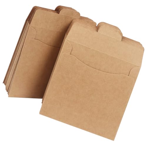 NIYANGLE 50 Stück Braune Kraftpapier Umschläge für CD Verpackung Vintage Stil Papiertüten für Karten Dokumente und Kleine Gegenstände Umweltfreundliche Aufbewahrungstaschen für von NIYANGLE