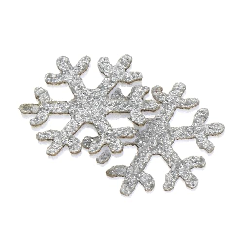 NIYANGLE 50 Stück DIY Schneeflocken Patches Silber Glitzer Haarschmuck Zubehör für Haarspangen Handwerksmaterialien Haarclips Handyhüllen Deko Basteln von NIYANGLE