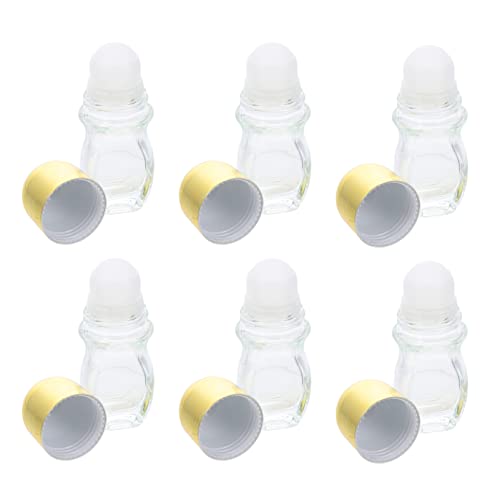 NIYANGLE 6 Stück Leere Glasrollerflaschen für Ätherische Öle mit Goldenen Deckeln für Duftöle und Kosmetikflüssigkeiten Leicht und Tragbar für Reisen und Zuhause NIYANGLE 6 Stück Leere Glasrollerflaschen für Ätherische Öle mit Goldenen Deckeln für Duftöle und Kosmetikflüssigkeiten Leicht und Tragbar für Reisen und Zuhause von NIYANGLE