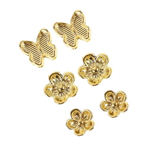 NIYANGLE 6-teilige Nagelkunst-verzierungen: Niedliche 3d-schmetterlings- Und Blumen-metallanhänger Aus Legierung – Nagelzubehör Für Sommerdesigns Und Festivalthemen von NIYANGLE