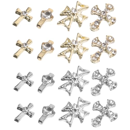 NIYANGLE 80 Stück Teiliges Nail Charms aus Langlebiger Legierung Kreuz Design Nagelschmuck für Acrylnägel Vielseitige Nail Art Verzierungen für Damen und Maniküre DIY von NIYANGLE