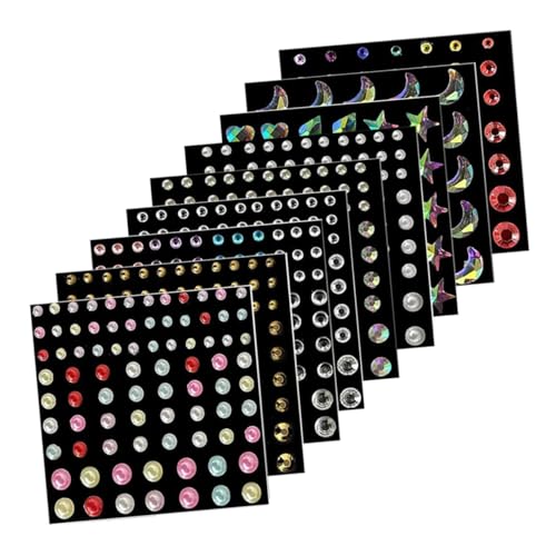 NIYANGLE 9 Blätter Teiliges Selbstklebende Gesichtsschmuck Strasssteine Glitzersteine für Augen Make Up Festival Karneval Halloween Party Dekoration NIYANGLE 9 Blätter Teiliges Selbstklebende Gesichtsschmuck Strasssteine Glitzersteine für Augen Make Up Festival Karneval Halloween Party Dekoration von NIYANGLE