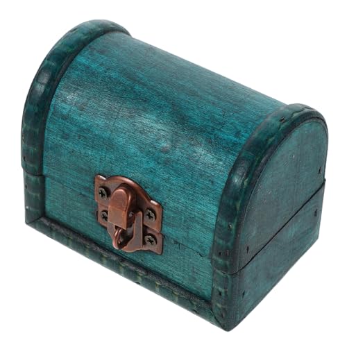 NIYANGLE Antike Holzspeicherbox Schmuckhalter Bauernhaus-Schmuck-Organizer Vintage Treasure Chest Rustikales Lippenstiftetui Etui für Haarspangen reise schmuckschatulle hölzern Grün von NIYANGLE