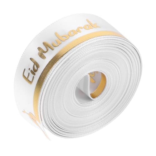 NIYANGLE Fite Decorative Ribbon Geschenkdekorationen Geschenkverpackungsbänder bedrucktes Band zum Basteln Geschenkverpackungszubehör eid liefert festliches Band Partybänder Polyester Weiß von NIYANGLE