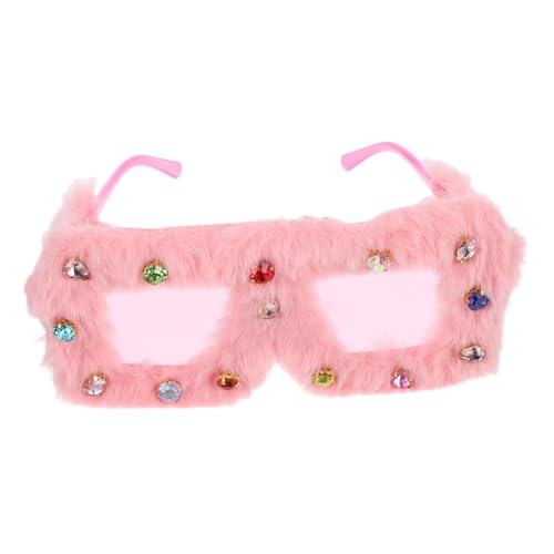 NIYANGLE Flauschige Plüsch-sonnenbrille mit Funkelnden Strasssteinen Weiche Bequeme Punk-square-brille für Partys und Maskeraden Stylisches Pelziges Design für Auffällige Looks von NIYANGLE