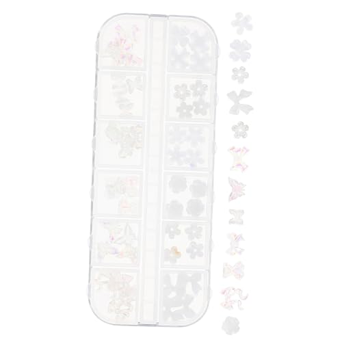 NIYANGLE Harz Blumenbogen Nageldekoration Charms Für DIY Nail Art Weiße Blüten Und Schimmernde Effekte Für Nagelgestaltungen Und Accessoires von NIYANGLE