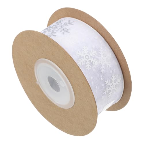 NIYANGLE Schneeflocken Chiffonband Weiß Geschenkband für Weihnachten Geschenkverpackung Basteln DIY Dekoration Schleifenband für Partys und Geschenkverpackungen von NIYANGLE