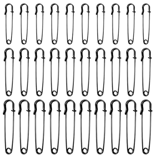 30 Stück Sicherheitsnadeln, Sicherheitsnadeln Groß, Safety Pins, Sicherheitsnadel, Große Sicherheitsnadeln, Sicherheitsnadeln Set 5cm/6.3cm/7cm für Kleidung, Quilten, Decken, Röcke, Schal (Schwarz) 30 Stück Sicherheitsnadeln, Sicherheitsnadeln Groß, Safety Pins, Sicherheitsnadel, Große Sicherheitsnadeln, Sicherheitsnadeln Set 5cm/6.3cm/7cm für Kleidung, Quilten, Decken, Röcke, Schal (Schwarz) von NIYATA