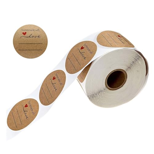 NIYATA 1 Rolle 500 Stück Aufkleber Etiketten Rund, Kraft Selbstgemacht mit Liebe Aufkleber,Rund Selbstklebend Aufkleber,Kraftpapier Aufkleber,Sticker Etiketten für Backen,Handgemachte Arbeit,Hochzeit NIYATA 1 Rolle 500 Stück Aufkleber Etiketten Rund, Kraft Selbstgemacht mit Liebe Aufkleber,Rund Selbstklebend Aufkleber,Kraftpapier Aufkleber,Sticker Etiketten für Backen,Handgemachte Arbeit,Hochzeit von NIYATA