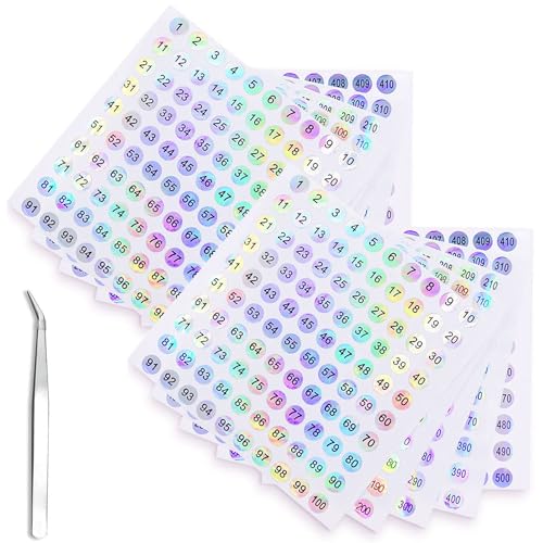 NIYATA 10 Blatt 1 bis 500 nummerierte Etiketten, selbstklebend, reflektierend, wasserdicht, Multisurface, Vinyl, Rund, Mehrfarbig, Reflektierende Selbstklebende Ziffern, Etikett NIYATA 10 Blatt 1 bis 500 nummerierte Etiketten, selbstklebend, reflektierend, wasserdicht, Multisurface, Vinyl, Rund, Mehrfarbig, Reflektierende Selbstklebende Ziffern, Etikett von NIYATA