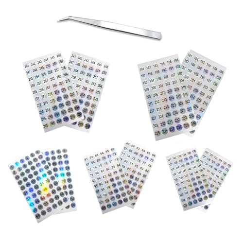 NIYATA 10 Blatt nummerierte Aufkleber, nummeriert 1 bis 300, rund, wasserdicht, selbstklebend, wasserfest, laserreflektierend, für Klassifizierung, Lagerung und Archivierung von NIYATA