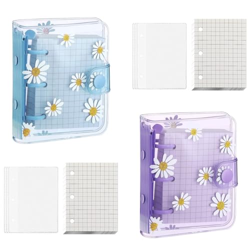 NIYATA 2 Sets Mini-Ordner, mit 3 Ringen, Mini-Einbanddeckel, transparent, Notizheft mit losen Blättern, mit Innenpapier, Aufbewahrungstasche, Mini-Taschenbücher NIYATA 2 Sets Mini-Ordner, mit 3 Ringen, Mini-Einbanddeckel, transparent, Notizheft mit losen Blättern, mit Innenpapier, Aufbewahrungstasche, Mini-Taschenbücher von NIYATA