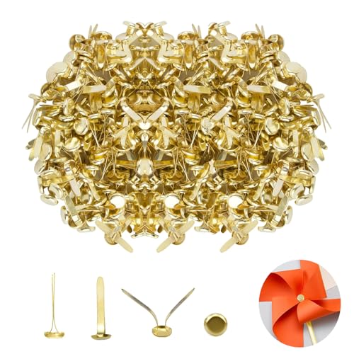 NIYATA 200 Stück Mini Brads, Mini Brads Musterbeutelklammern, Splinte Rundkopfklammern 8x18mm,Rundkopfklammern für Scrapbooking,Büro,Papier,DIY (Gold) von NIYATA