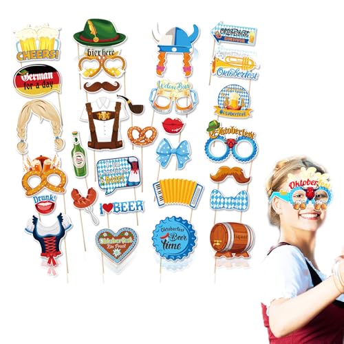 NIYATA 30 Stück Oktoberfest Deko Set, Lustige Fotorequisiten für Bierfest & Bayerische Mottoparty, Party Deko Accessoires zum Fotografieren NIYATA 30 Stück Oktoberfest Deko Set, Lustige Fotorequisiten für Bierfest & Bayerische Mottoparty, Party Deko Accessoires zum Fotografieren von NIYATA