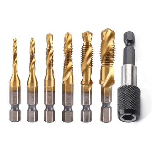 NIYATA Gewindebohrer 1/4'' HSS M3-M10,Gewindeschneider Set M3,M4,M5,M6,M8,M10,Gewindebohrer 1/4" Sechskantschaft,Mit Einem Umrüstfutter Geliefert,Schneiden Weichen Metallen NIYATA Gewindebohrer 1/4'' HSS M3-M10,Gewindeschneider Set M3,M4,M5,M6,M8,M10,Gewindebohrer 1/4" Sechskantschaft,Mit Einem Umrüstfutter Geliefert,Schneiden Weichen Metallen von NIYATA