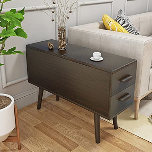 Sofa Beistelltisch mit 2 Schubladen, Flip Lid Storage Schmal und Lange Lagerung Schrank, Massivholz-Schrankbeine, Hydraulische Scharniere, Ecktisch für Wohnzimmer ( Color : Black walnut , Size : 100*3 von NIZAME