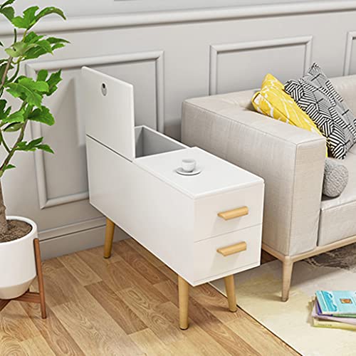 Sofa Beistelltisch mit 2 Schubladen, Flip Lid Storage Schmal und Lange Lagerung Schrank, Massivholz-Schrankbeine, Hydraulische Scharniere, Ecktisch für Wohnzimmer ( Color : White , Size : 90*30*60cm ) Sofa Beistelltisch mit 2 Schubladen, Flip Lid Storage Schmal und Lange Lagerung Schrank, Massivholz-Schrankbeine, Hydraulische Scharniere, Ecktisch für Wohnzimmer ( Color : White , Size : 90*30*60cm ) von NIZAME