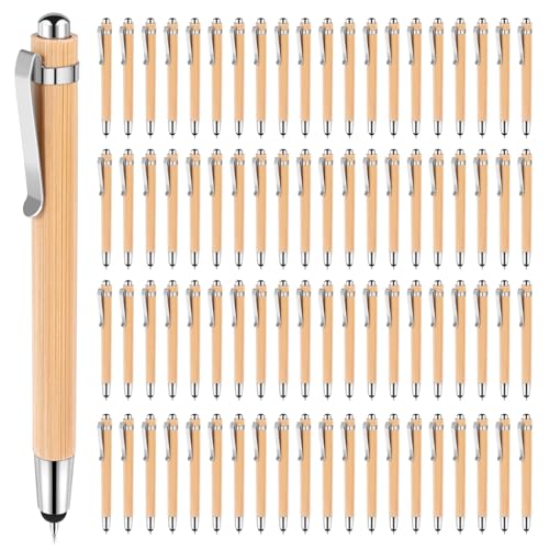 NIZEAMI 80 Stück Kugelschreiber mit Stylus-Spitzen für Touchscreens, einziehbarer Bambus-Kugelschreiber, 1,0 mm schwarze Tinte, Geschenkstifte zum Schreiben von Schul- und Bürobedarf NIZEAMI 80 Stück Kugelschreiber mit Stylus-Spitzen für Touchscreens, einziehbarer Bambus-Kugelschreiber, 1,0 mm schwarze Tinte, Geschenkstifte zum Schreiben von Schul- und Bürobedarf von NIZEAMI