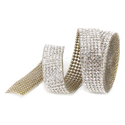1 M Strass-Kristallglas-Mesh-Band Zum Aufbügeln, Applikation für Hochzeitskleid, Schuhe, für Hochzeitskleid, Schuhe, Halsketten (Silber 6 Reihen 1 Meter) von NIZUUONE