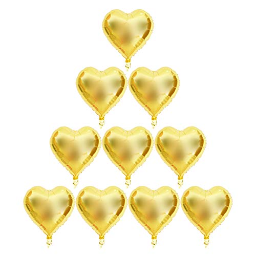 10 Stück 18 Zoll Herz-Aluminiumfolien-Luftballons, Party, Hochzeit, Geburtstag, Dekorationen, Romantischer Jahrestag, Atmosphärenverstärker (Herzförmig) von NIZUUONE