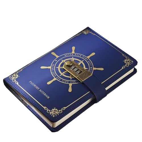 200 seiten A5 Notebook mit Schloss Tagebuch Reisende Journal Notizblock Agenda Planer Retro Büro Schule Liefert Verschließbares Tagebuch(B-Blue) von NJIEzhao
