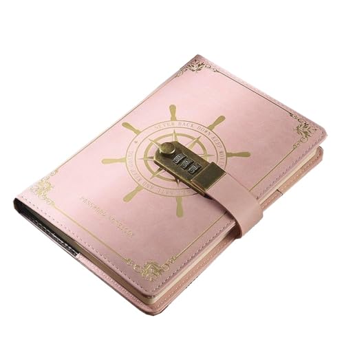 200 seiten A5 Notebook mit Schloss Tagebuch Reisende Journal Notizblock Agenda Planer Retro Büro Schule Liefert Verschließbares Tagebuch(B-Pink) von NJIEzhao
