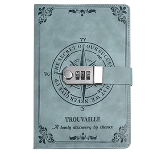 200 seiten A5 Notebook mit Schloss Tagebuch Reisende Journal Notizblock Agenda Planer Retro Büro Schule Liefert Verschließbares Tagebuch(Dark green) von NJIEzhao