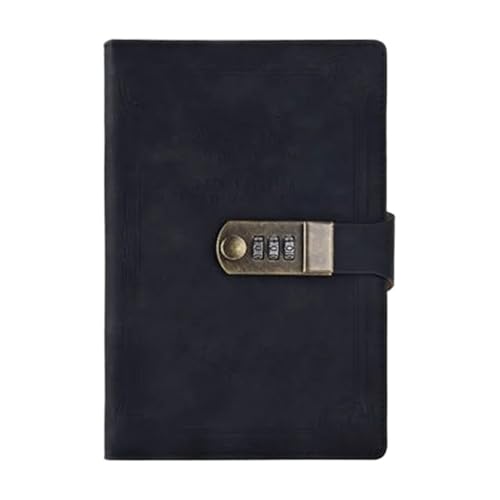 A5 200 Seiten Retro Passwort Buch mit Schloss Tagebuch Verdickt Kreative Hand Ledger Student Notizblock Schreibwaren Notebook Verschließbares Tagebuch(Black) von NJIEzhao