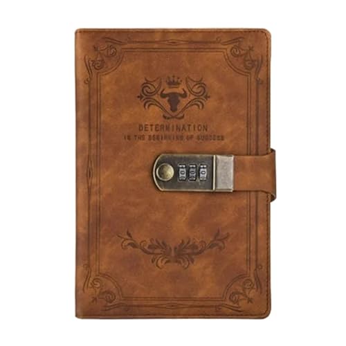 A5 200 Seiten Retro Passwort Buch mit Schloss Tagebuch Verdickt Kreative Hand Ledger Student Notizblock Schreibwaren Notebook Verschließbares Tagebuch(Brown) von NJIEzhao