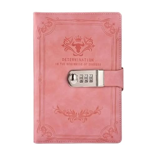 A5 200 Seiten Retro Passwort Buch mit Schloss Tagebuch Verdickt Kreative Hand Ledger Student Notizblock Schreibwaren Notebook Verschließbares Tagebuch(Pink) von NJIEzhao