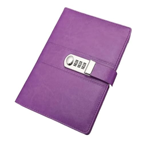 A5 Leder-Passwort-Notizbuch mit Schloss Größere Größe 21,8 cm x 17, Schreibblöcke Abschließbarer Notizblock Tagebuch Stift Verschließbares Tagebuch(Color6) von NJIEzhao