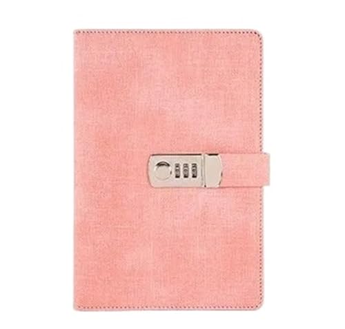 A5 Retro Passwort Buch mit Schloss Tagebuch Verdickt Kreative Hand Ledger Student Notizblock Schreibwaren Notebook Binder Verschließbares Tagebuch(Pink) von NJIEzhao