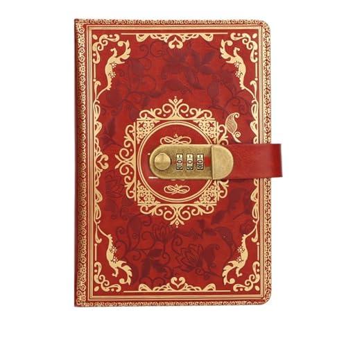 A5 Vintage PU Notizbuch Passwort Notizblock Privatsphäre Log Rekord Geheim Büro Schreibwaren Leder Tagebuch Schulbedarf Verschließbares Tagebuch(Brown) von NJIEzhao